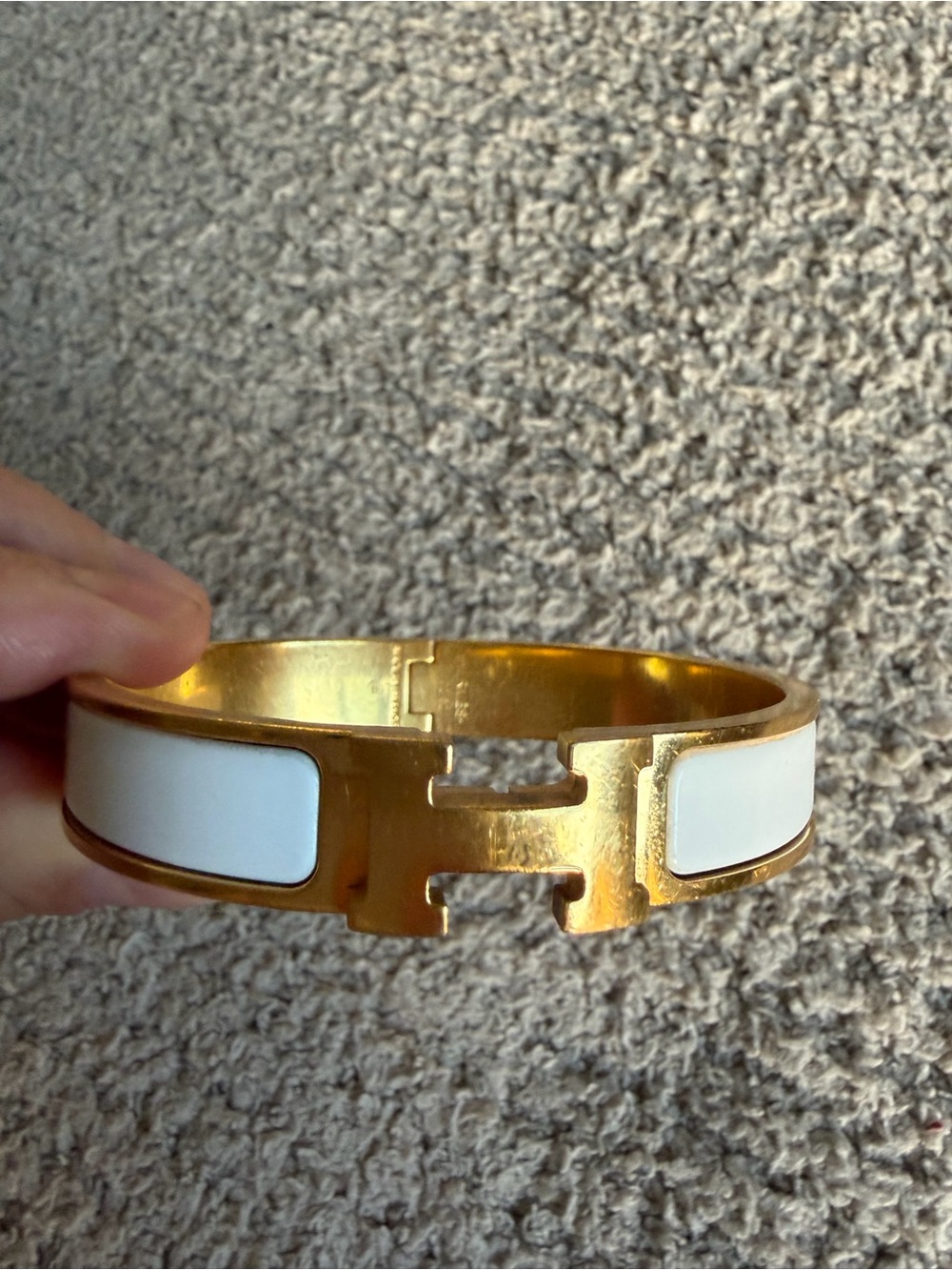 Hermes Gold and White Clic H Bracelet